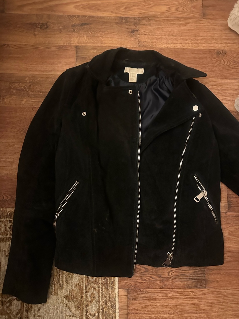 H&M 100% Suede biker jacket Navy